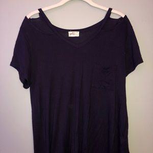 navy shoulder cut out top